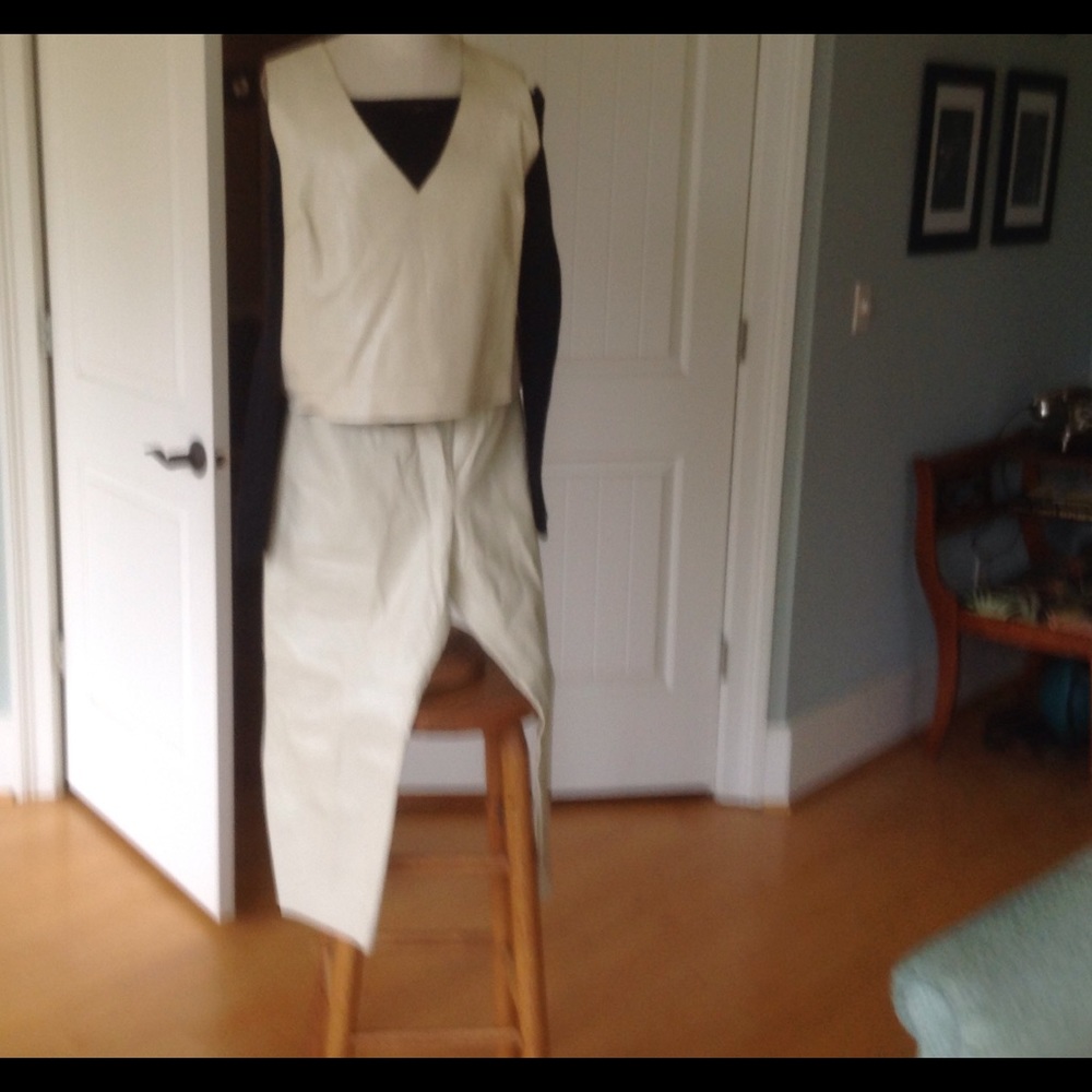 Leather pants and vest like top...2 piece set