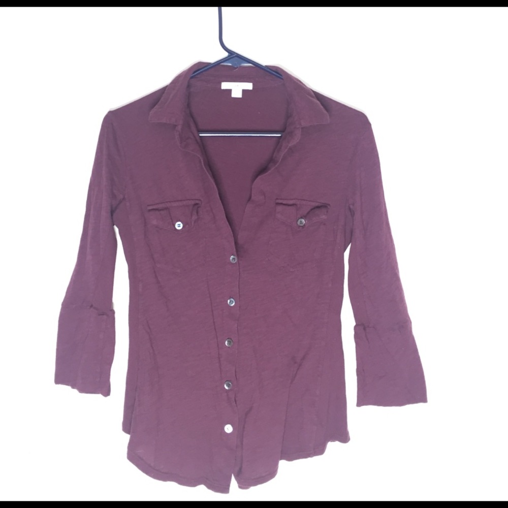 3/4 sleeve knit button up
