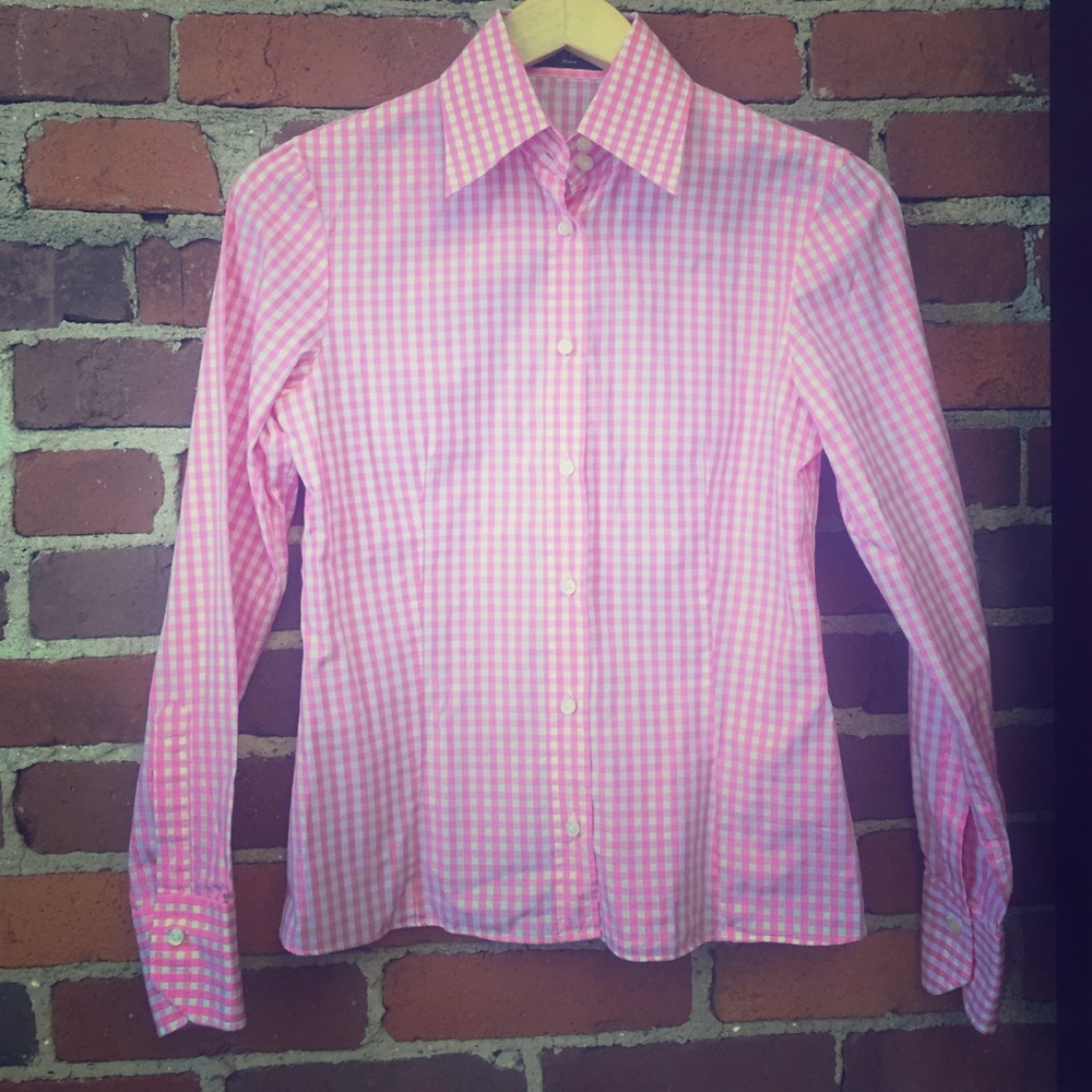 Etro Pink/White Gingham Button Down - image 1