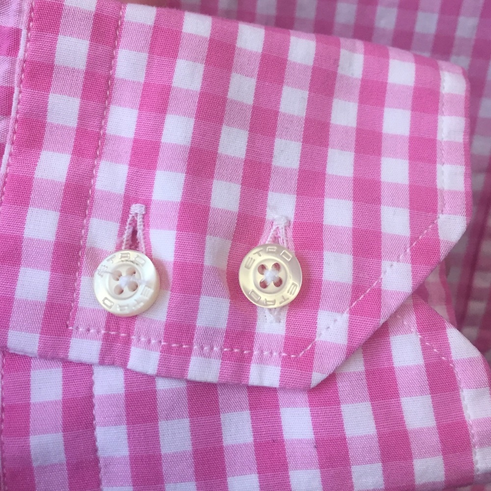 Etro Pink/White Gingham Button Down - image 3