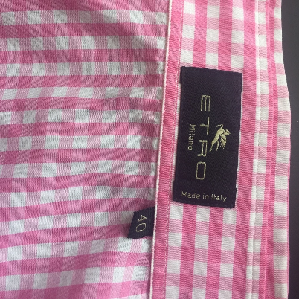 Etro Pink/White Gingham Button Down - image 4