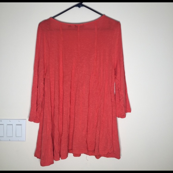 red orange flowy long sleeve top - Picture 2 of 2