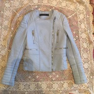 Zara light blue moto jacket
