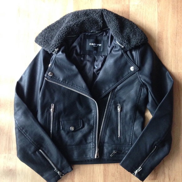 Obey Jackets & Blazers - Obey faux leather jacket