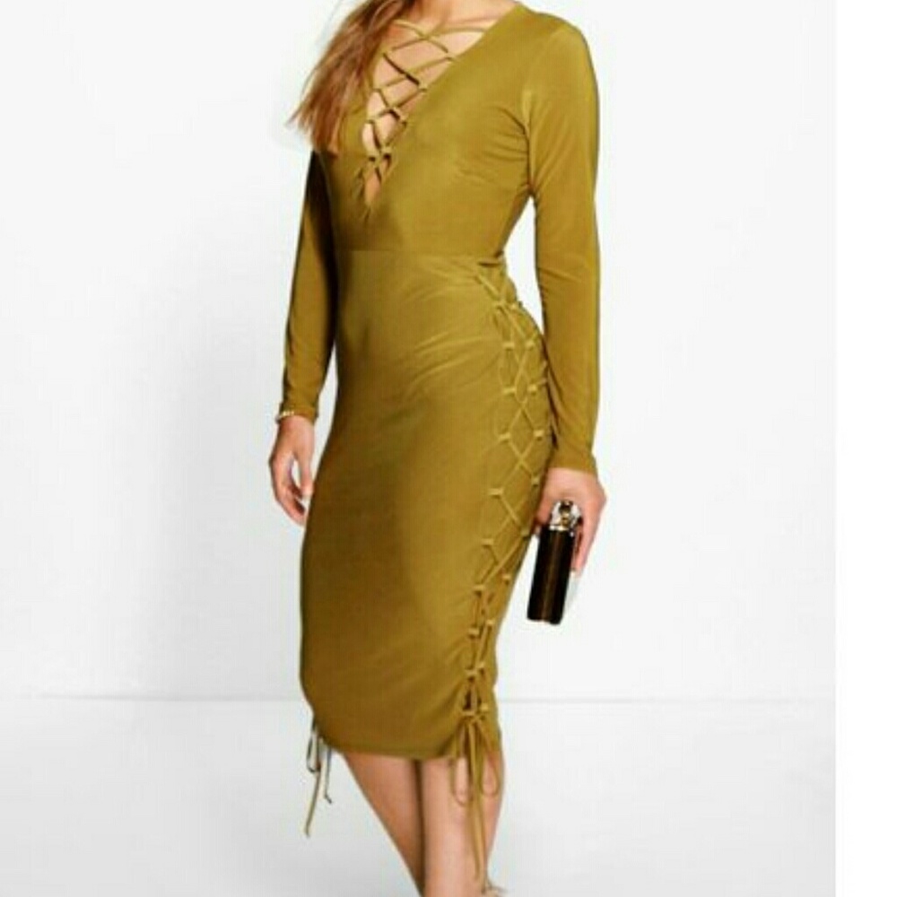 Night out olive green dress