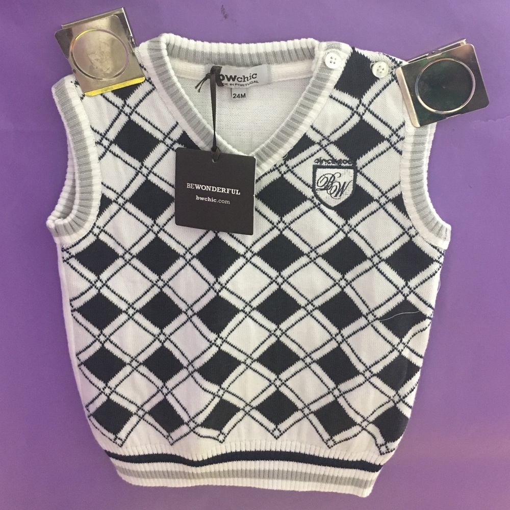 NWT Made in Portugal argyle sweater vest 24M