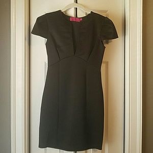 Deep V body con little black dress