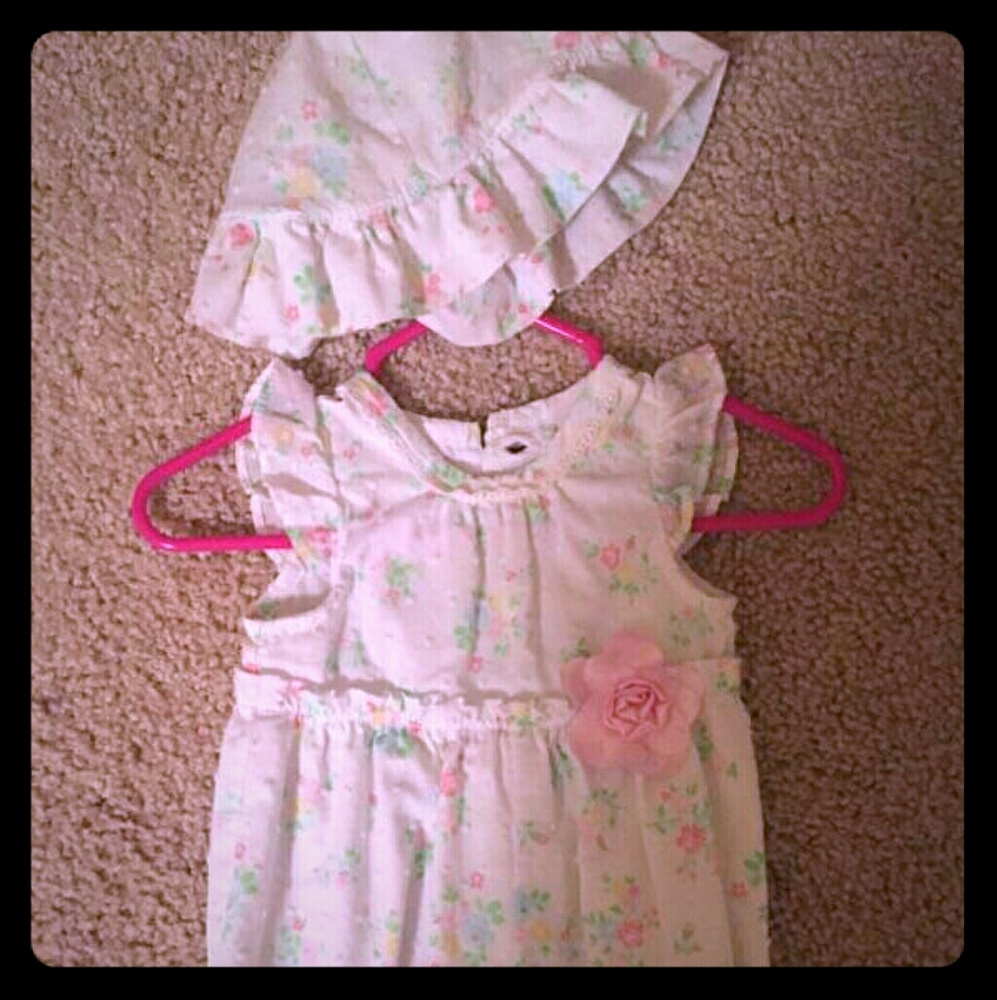 Adorable baby girl romper with matching hat