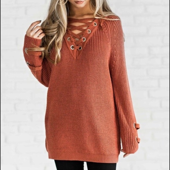 🍁 Lace-Up Seeater 🍁 - Picture 1 of 5