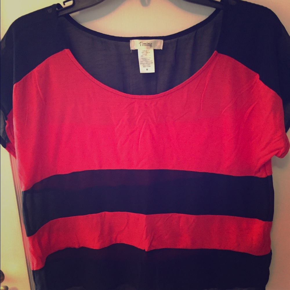 Black and red stripped top