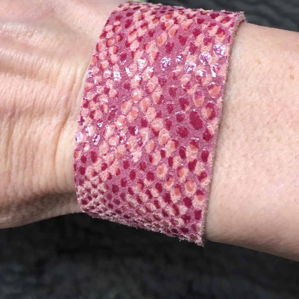 Rachel Abroms Pink Python Leather Snap Bracelet