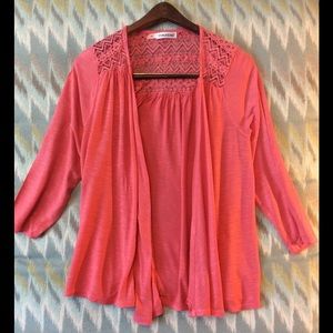 Coral open cardigan