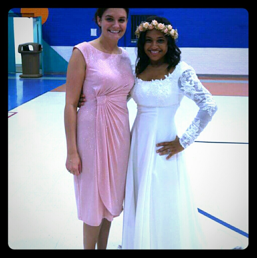 Beautiful pink sparkly dress.