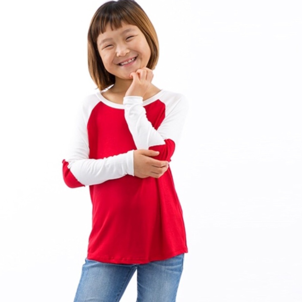 Kids Red Heart Sleeve Top