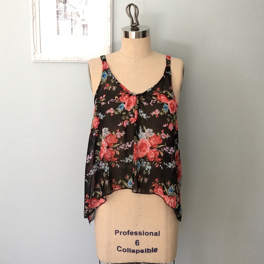 Chiffon floral crop tank top, boutique brand