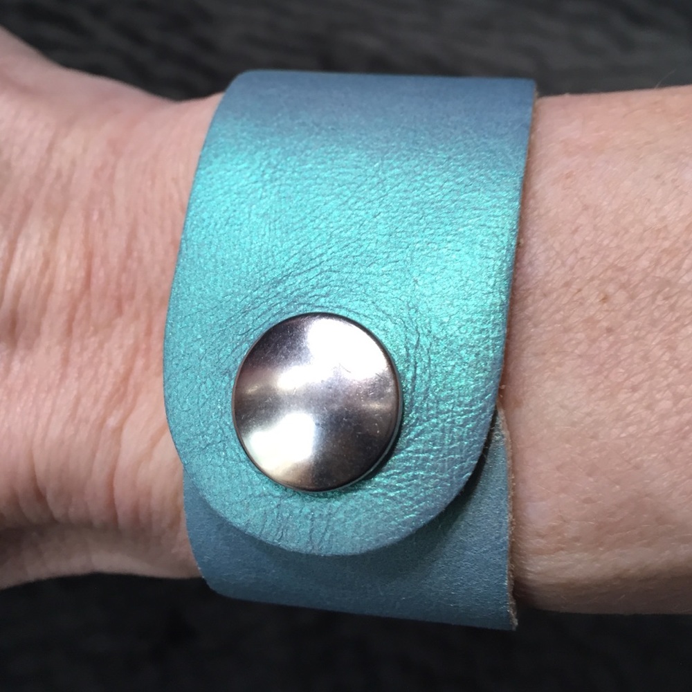 Rachel Abroms Iridescent Blue Leather Bracelet