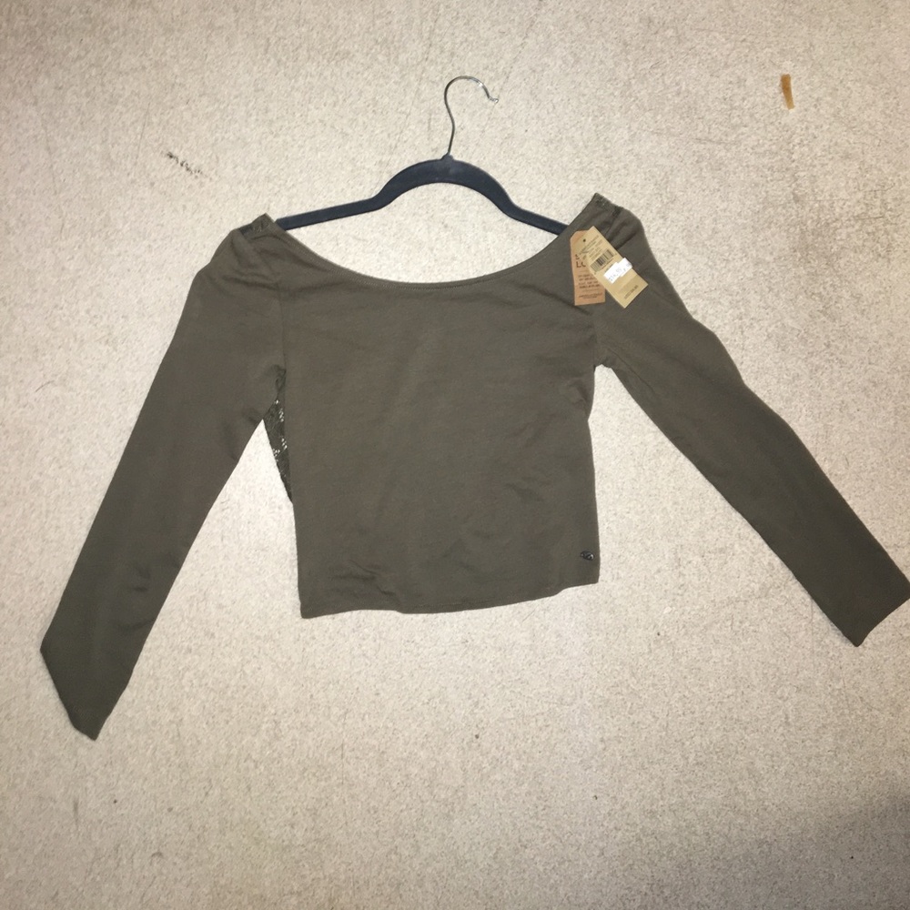 Dark green long sleeve crop top