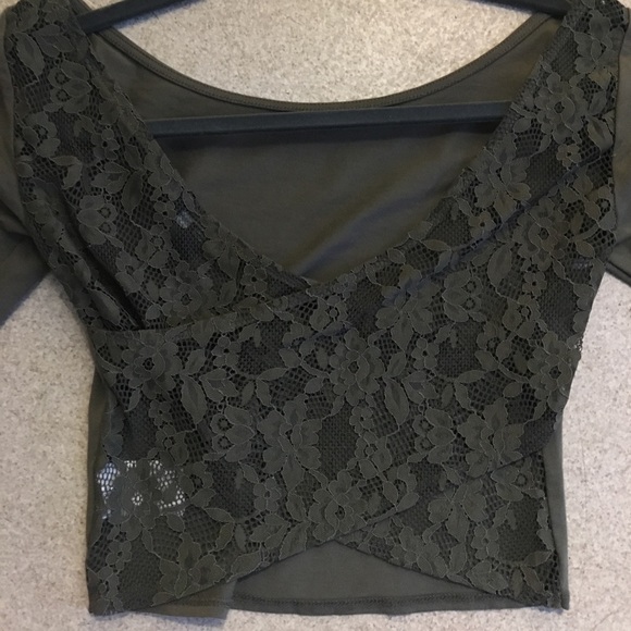 Dark green long sleeve crop top - Picture 2 of 2