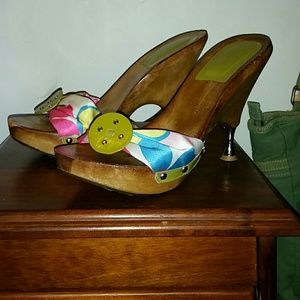 Wooden wedges size 38 with metal heel very cute