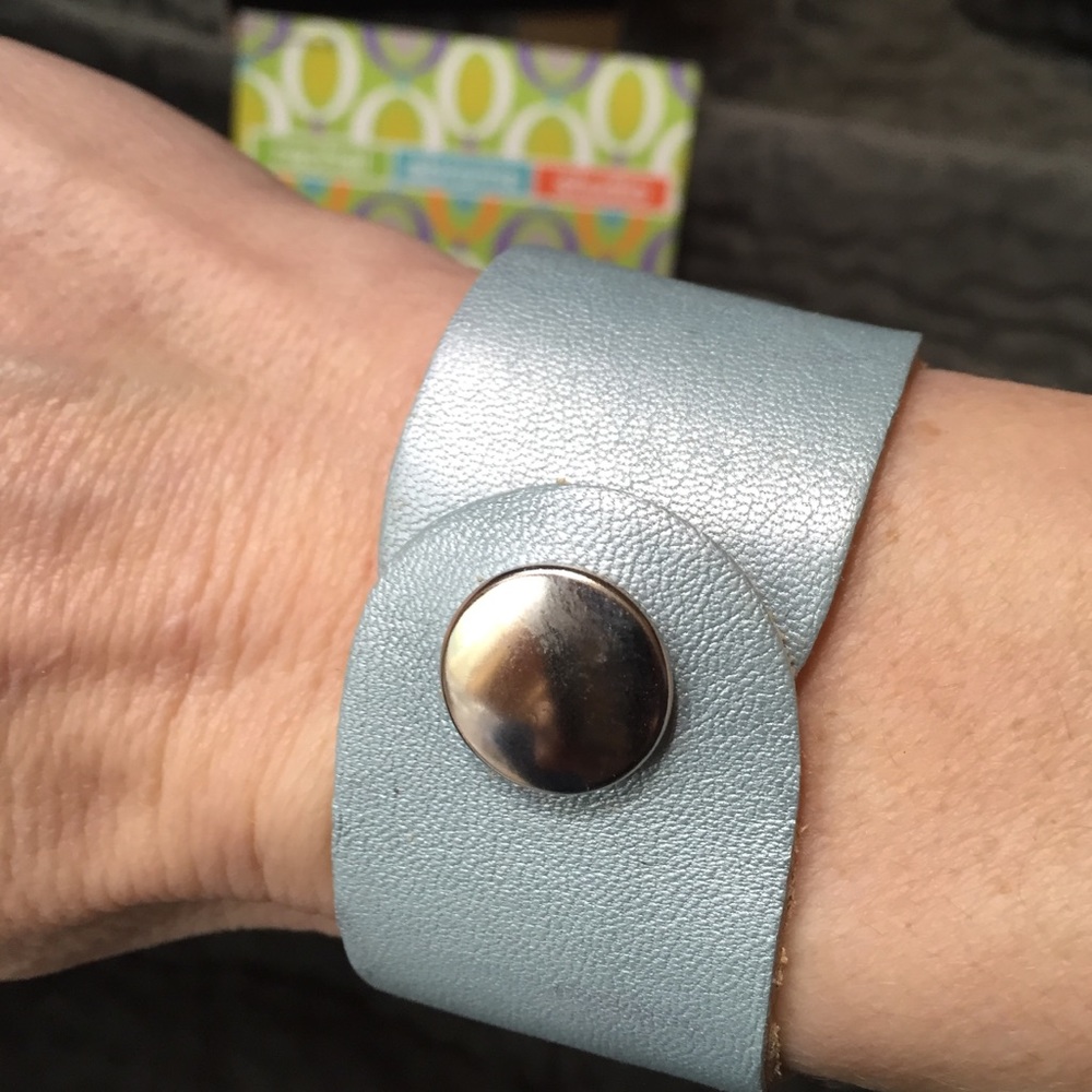 Rachel Abroms Light Blue Leather Snap Bracelet