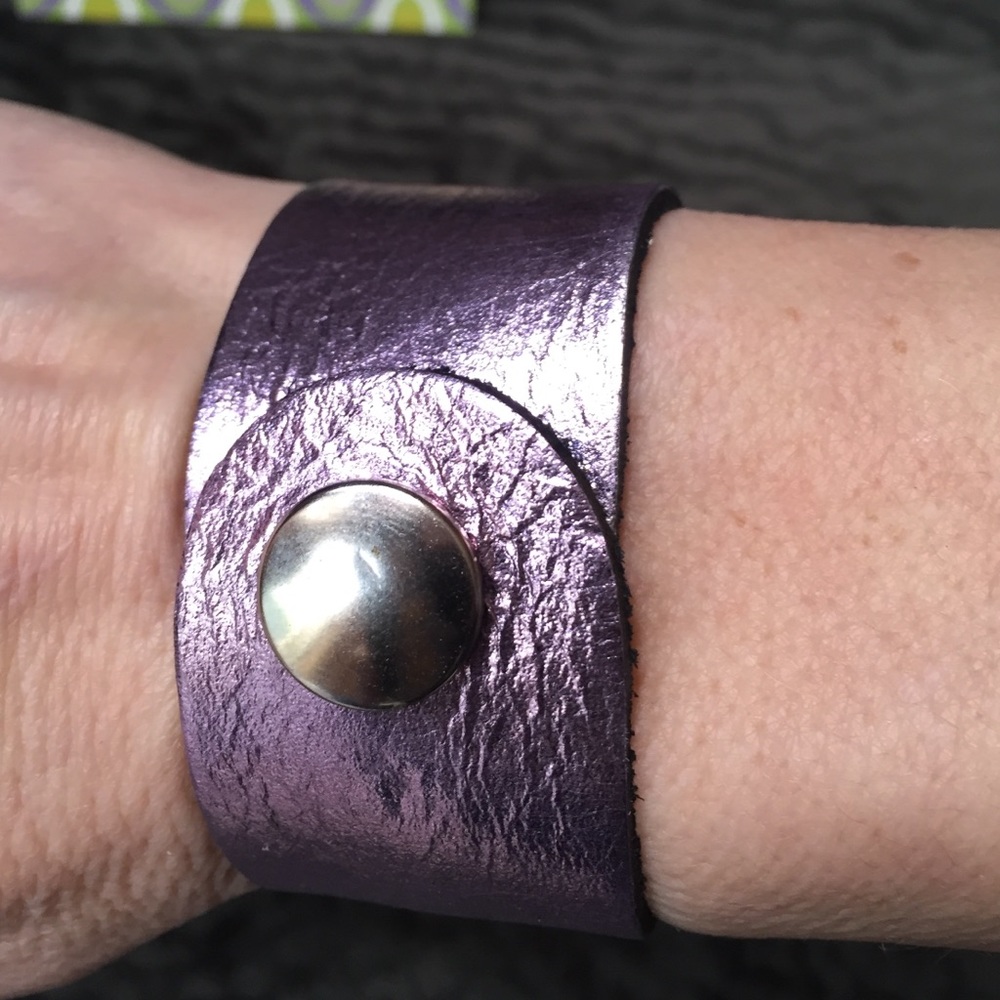 Rachel Abroms Leather Metallic Purple Bracelet