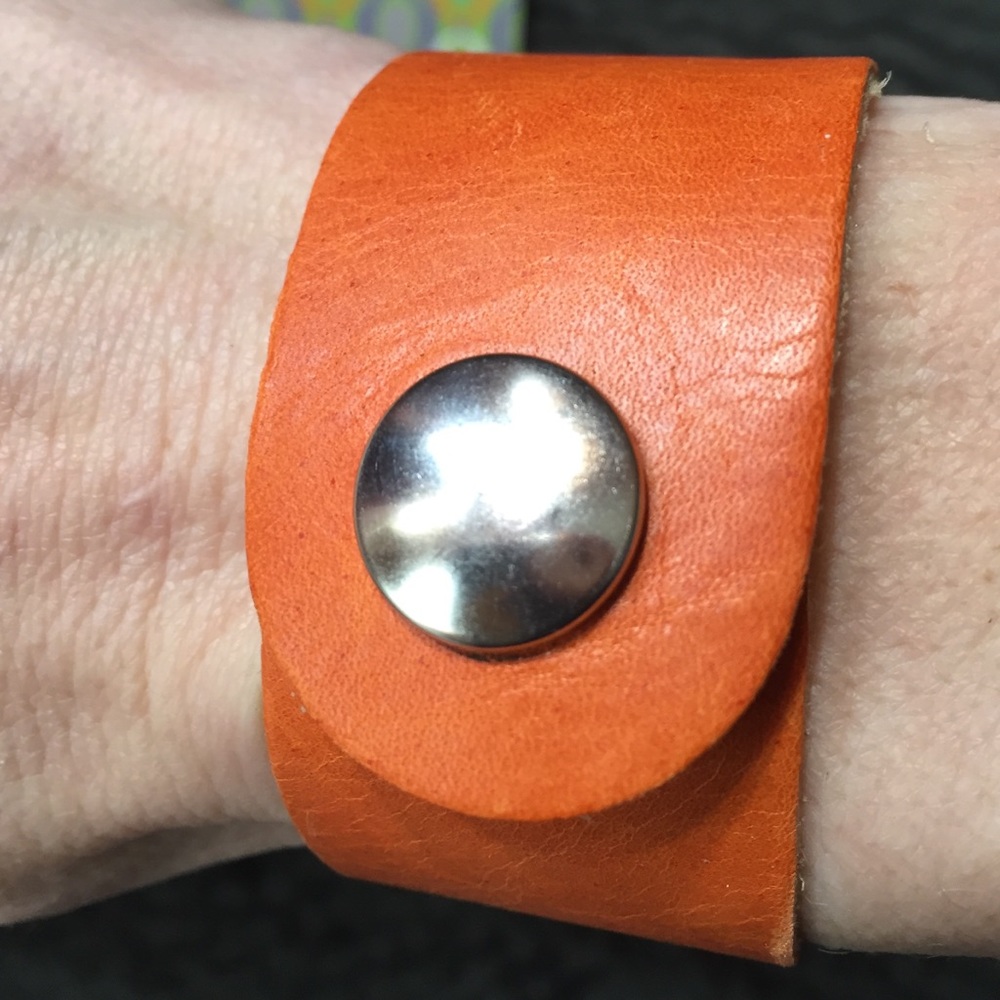 Rachel Abroms Leather Orange Snap Bracelet
