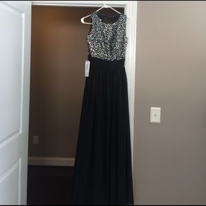 Black gown with silver and black sequined top
