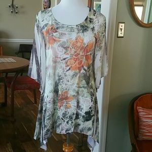 Cream, orange & olive hi lo top