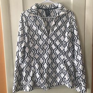 Lands End, half Zip fleece, black and white M/T