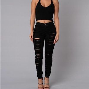 Fashion Nova High Waisted Ripped Jeans