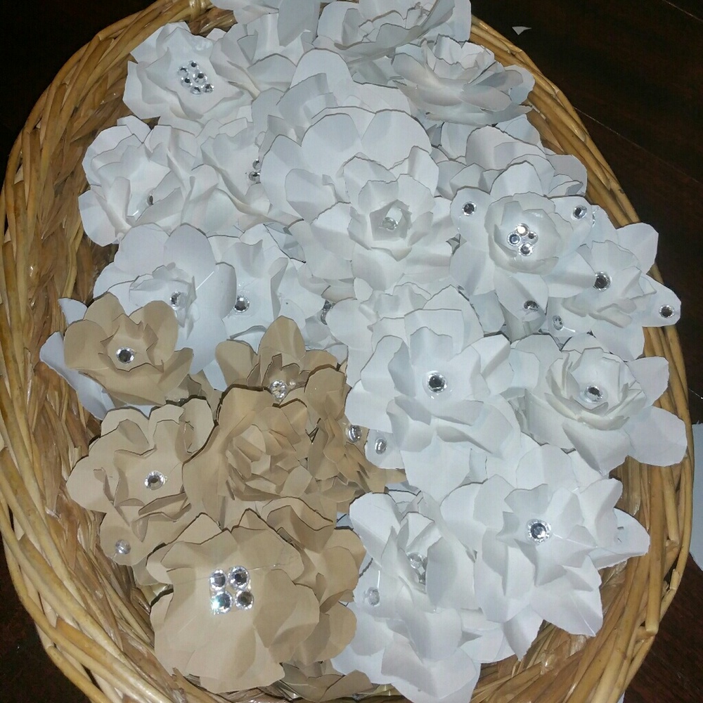 Paper flowers with rhinestone