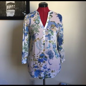 ZARA floral long sleeve blouse