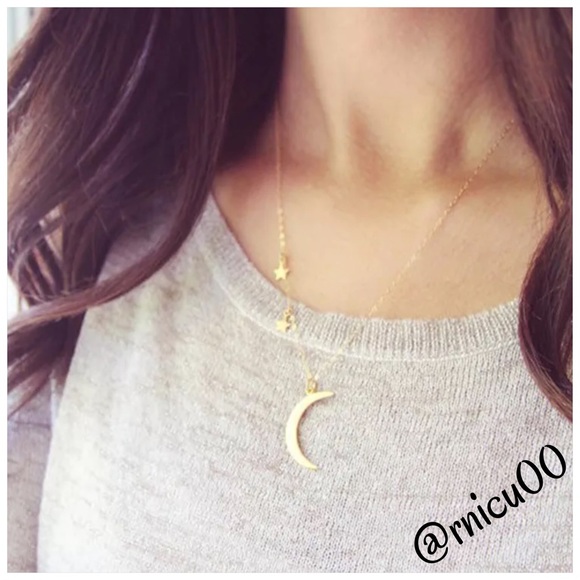 ✨1 Left!✨Boho Moon & Stars Gold Necklace! - Picture 3 of 3