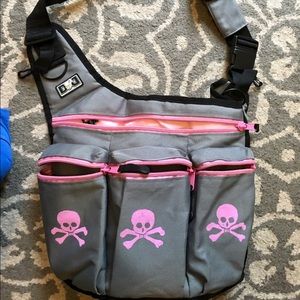 Diaper Dudes pink/gray skull diaper bag