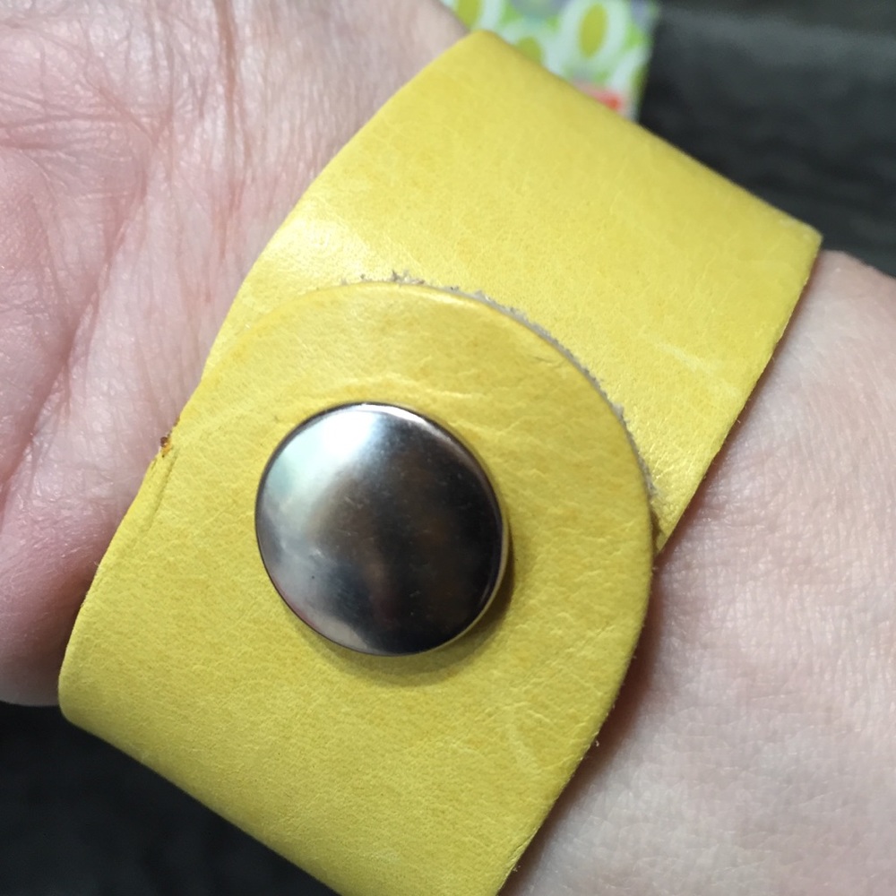 Rachel Abroms Leather Yellow Snap Bracelet
