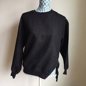 Silence + Noise Black Sweatshirt w Side Zip Detail