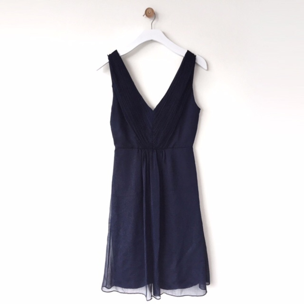 J. Crew navy chiffon bridesmaid dress