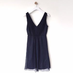 J. Crew navy chiffon bridesmaid dress