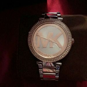 Michael Kors Silver and Rose Gold Ladies Watch