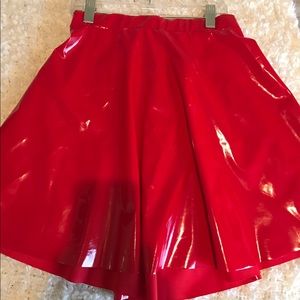 Shiny Red Vinyl Skate Skirt size M but sewed small