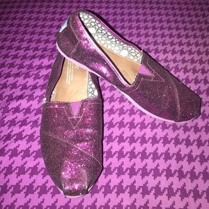 TOMS purple sparkle shoes