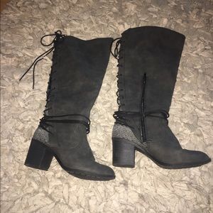 Grey lace up boots