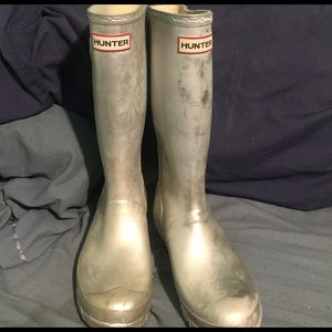 Silver hunter rain boots