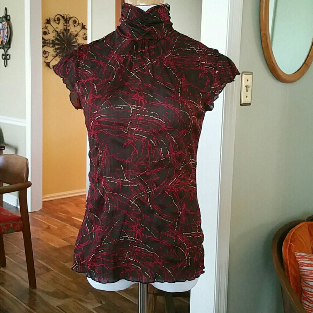 Brown/red print top