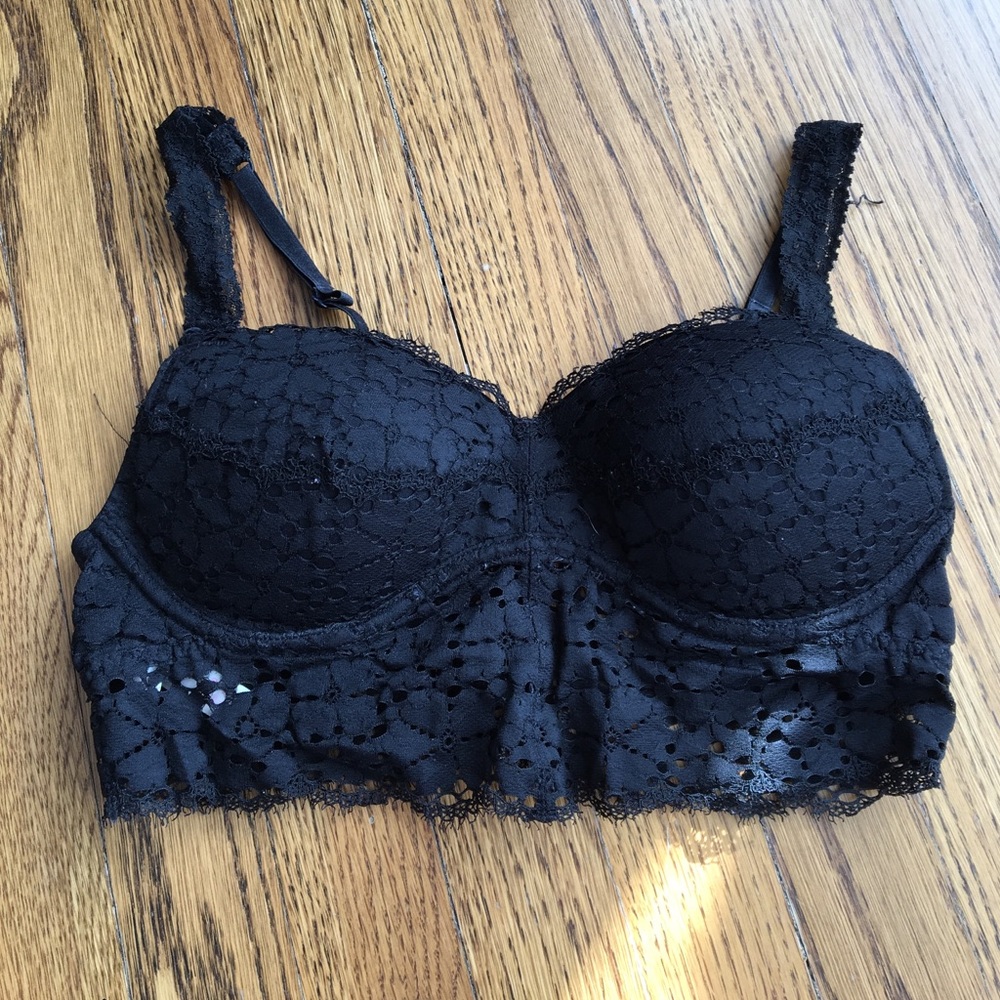 PINK black scalloped bralette