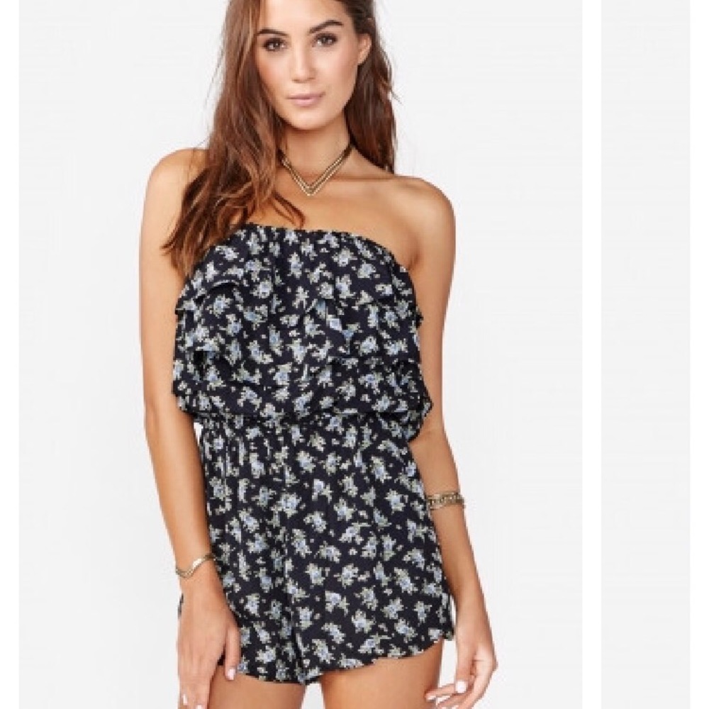 Planet Blue Blue Life Ruffle Romper Size Small