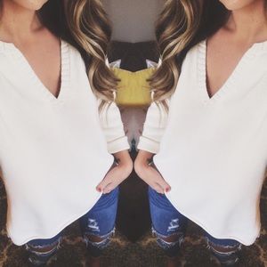 J. Jill Cream V neck sweater