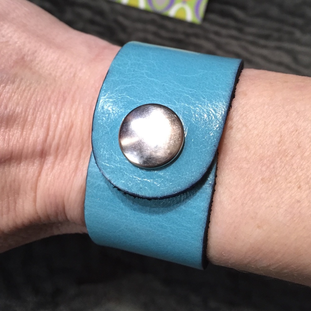 Rachel Abroms Turquoise Leather Snap Bracelet