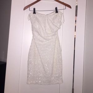 White sequin strapless party dress