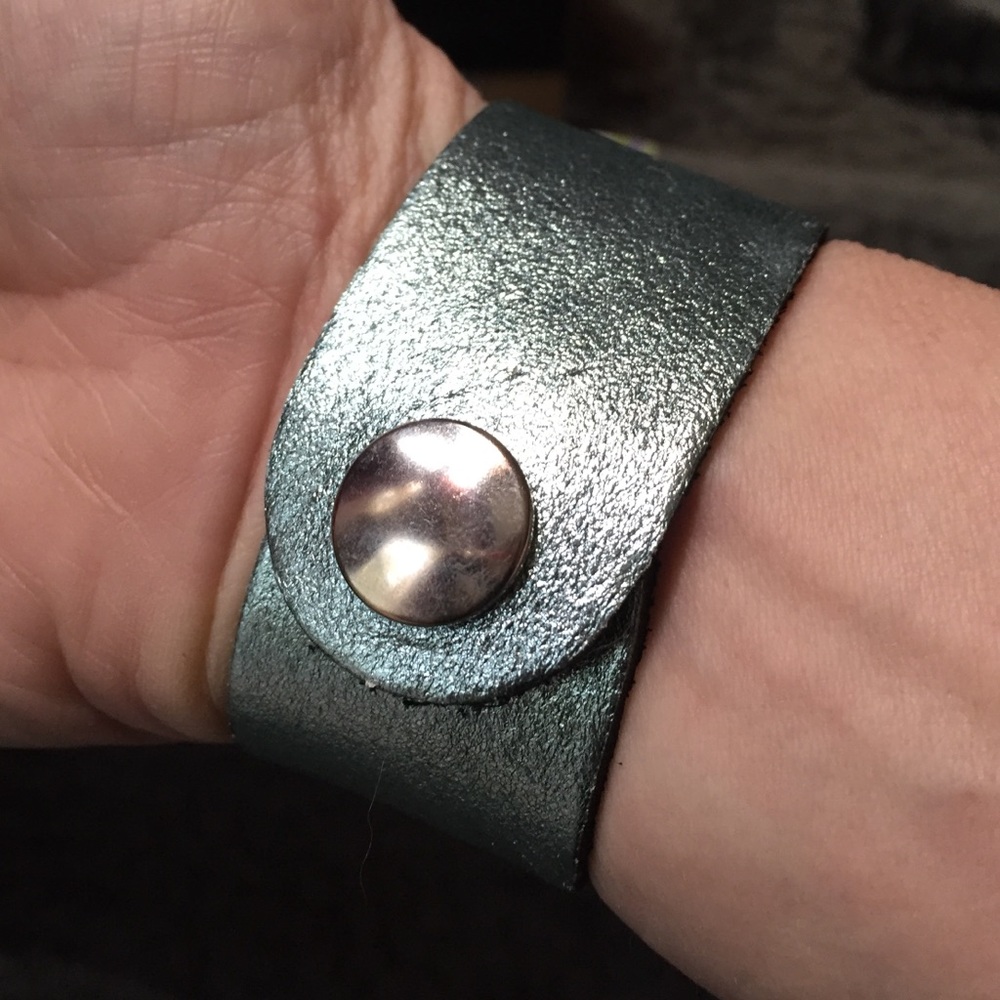 Rachel Abroms Blue Metallic Leather Bracelet